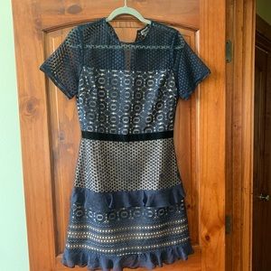 Women's Chelsea28 Velveteen Belt Lace Sheath Dress